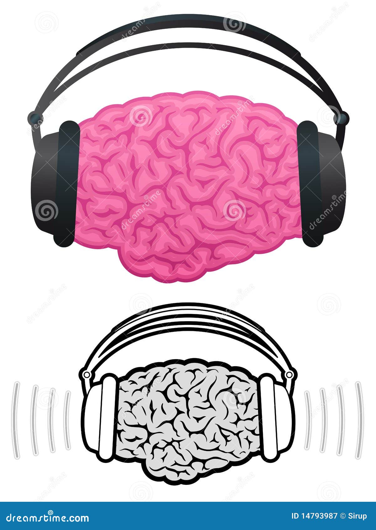 Auriculares o cerebro con música